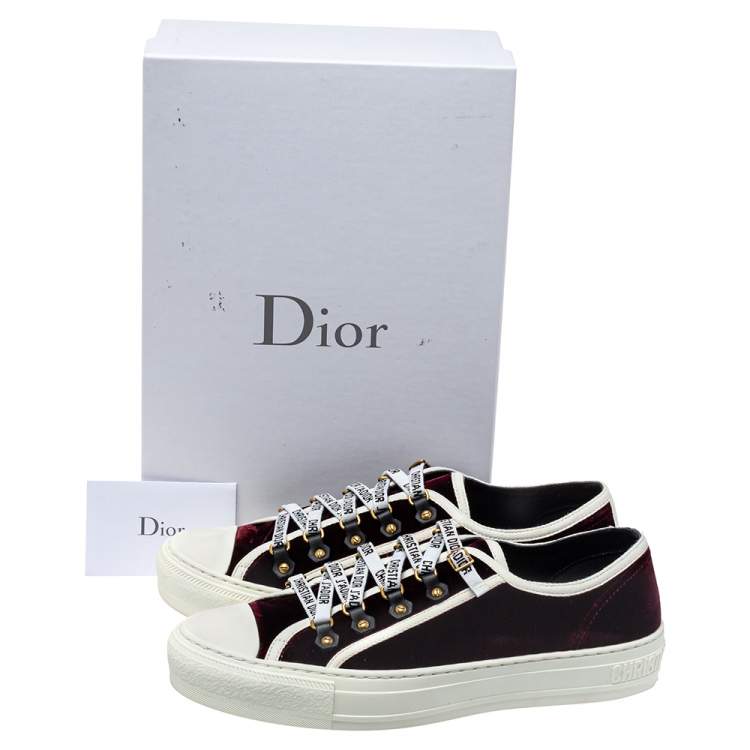 Pre Owned Dior Burgundy Velvet WalkN`Dior Low Top Sneaker Size 40