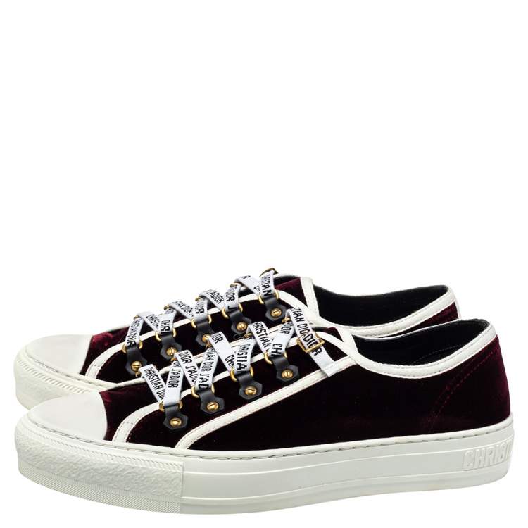Pre Owned Dior Burgundy Velvet WalkN`Dior Low Top Sneaker Size 40