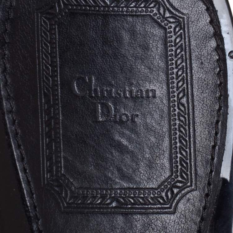 Pre Owned Dior Black Leather And Canvas Logo Mules Size 36