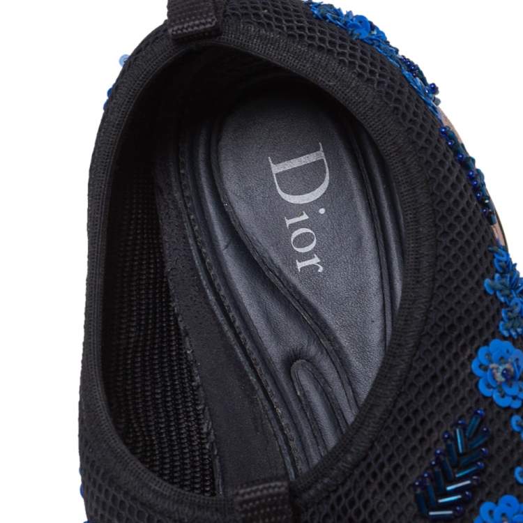 Pre Owned Dior Black Embellished Mesh Fusion Sneakers Size 37.5