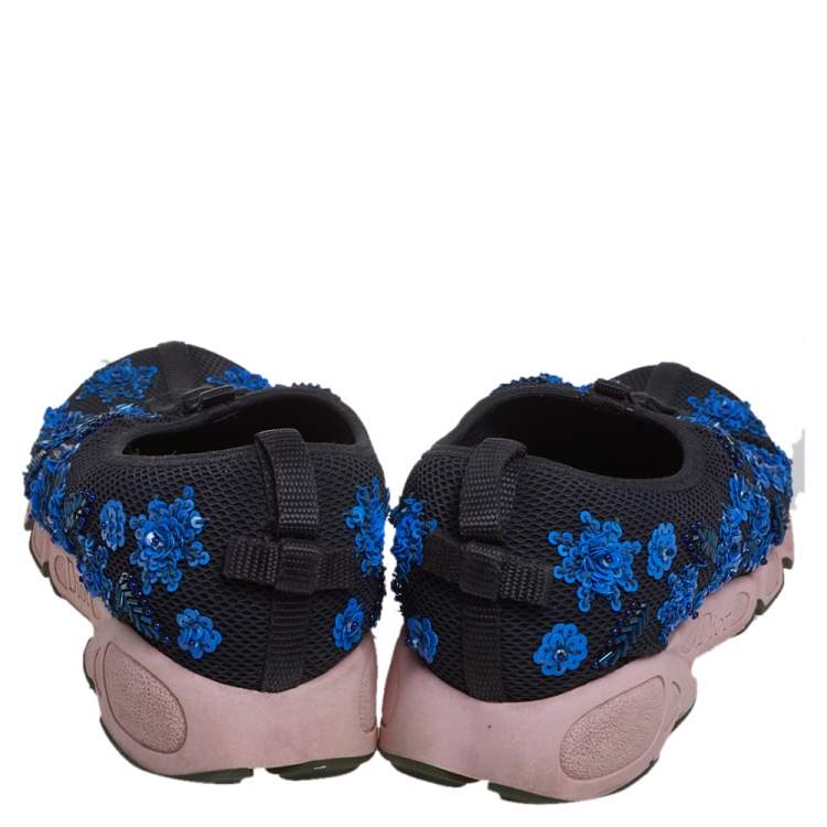 Pre Owned Dior Black Embellished Mesh Fusion Sneakers Size 37.5