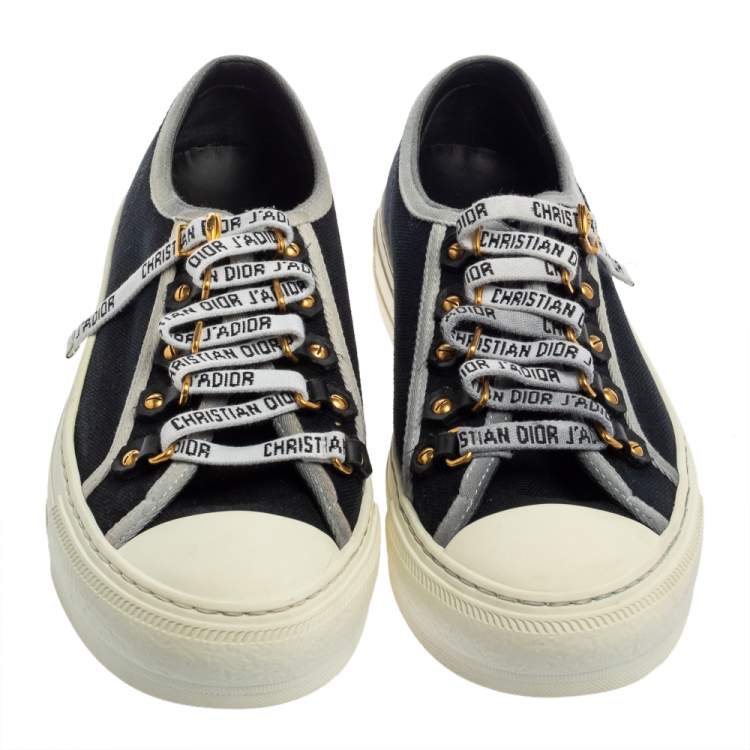 Pre Owned Dior Black Canvas Walk'n'Dior Low Top Sneakers Size 37