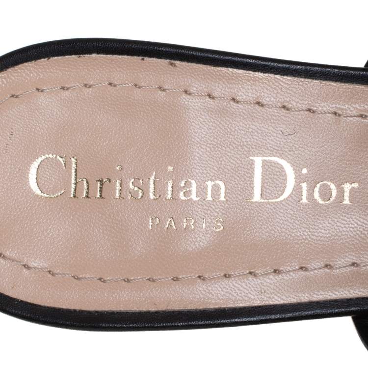 Pre Owned Dior Black Woven Leather Teddy-D Mule Sandals Size 40