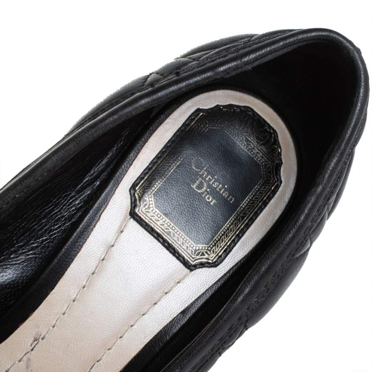 Pre Owned Dior Black Cannage Leather Buckle Detailed Pumps Size 38