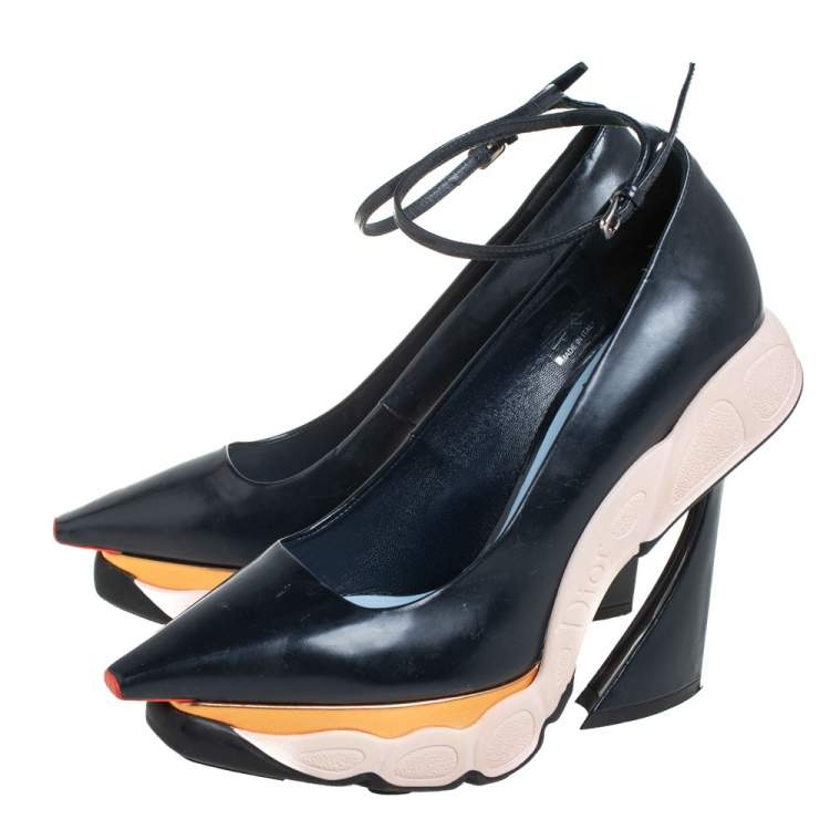 Pre Owned  Dior Black Patent Leather Runway Sneakers Pumps Size 38
