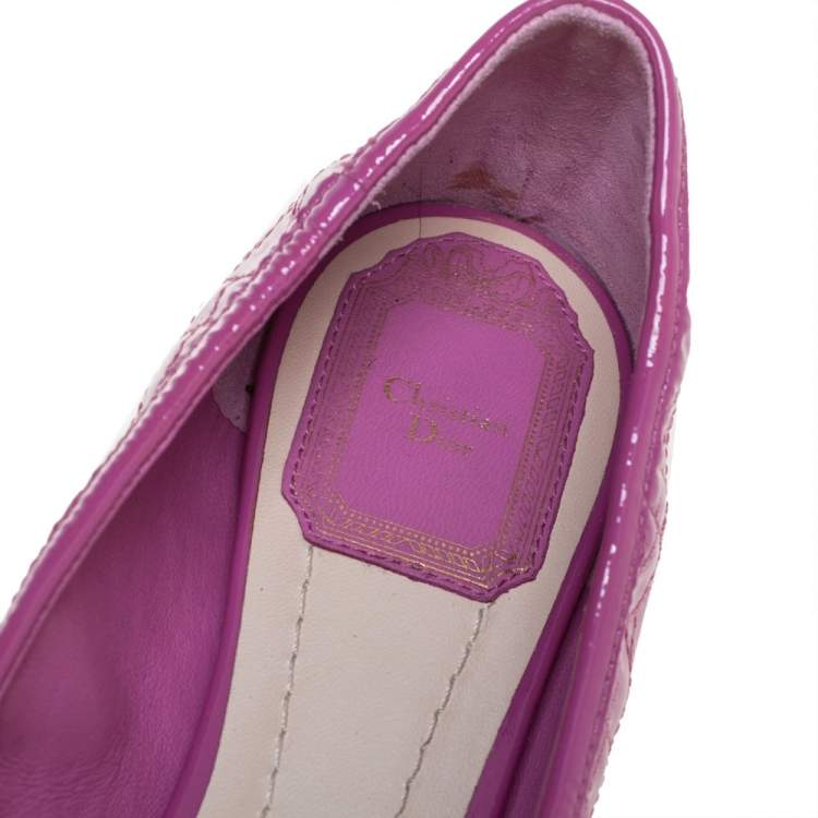 Pre Owned Dior Pink Patent Leather Bow Ballet Flats Size 36
