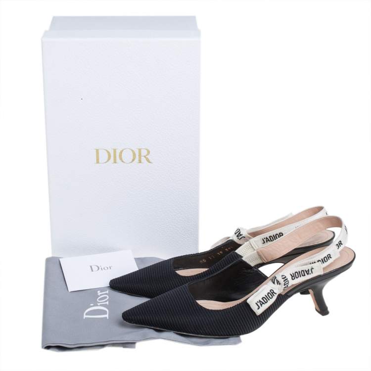 Pre Owned Dior Black/White Fabric J'adior Pumps Size 39.5
