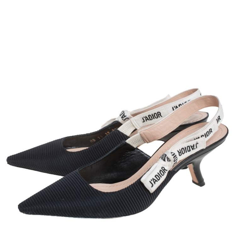 Pre Owned Dior Black/White Fabric J'adior Pumps Size 39.5