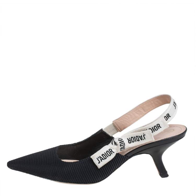Pre Owned Dior Black/White Fabric J'adior Pumps Size 39.5