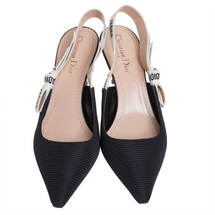 Pre Owned Dior Black/White Fabric J'adior Pumps Size 39.5