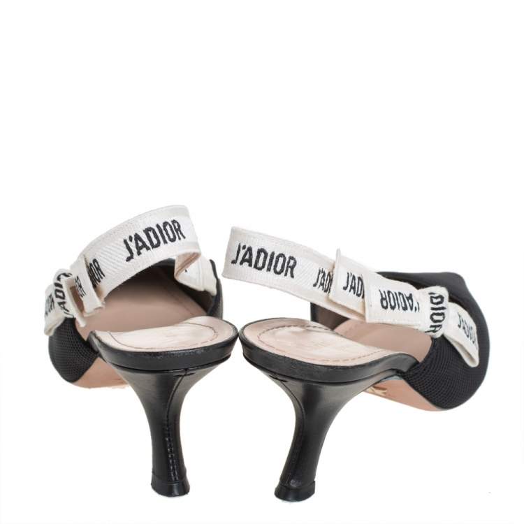Pre Owned Dior Black/White Fabric J'adior Pumps Size 39.5