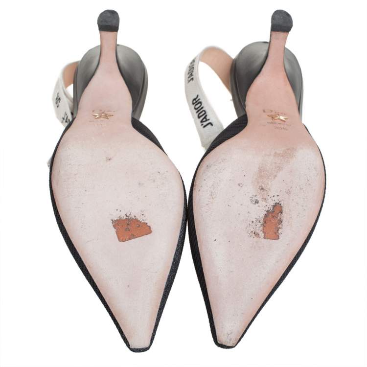 Pre Owned Dior Black/White Fabric J'adior Pumps Size 39.5