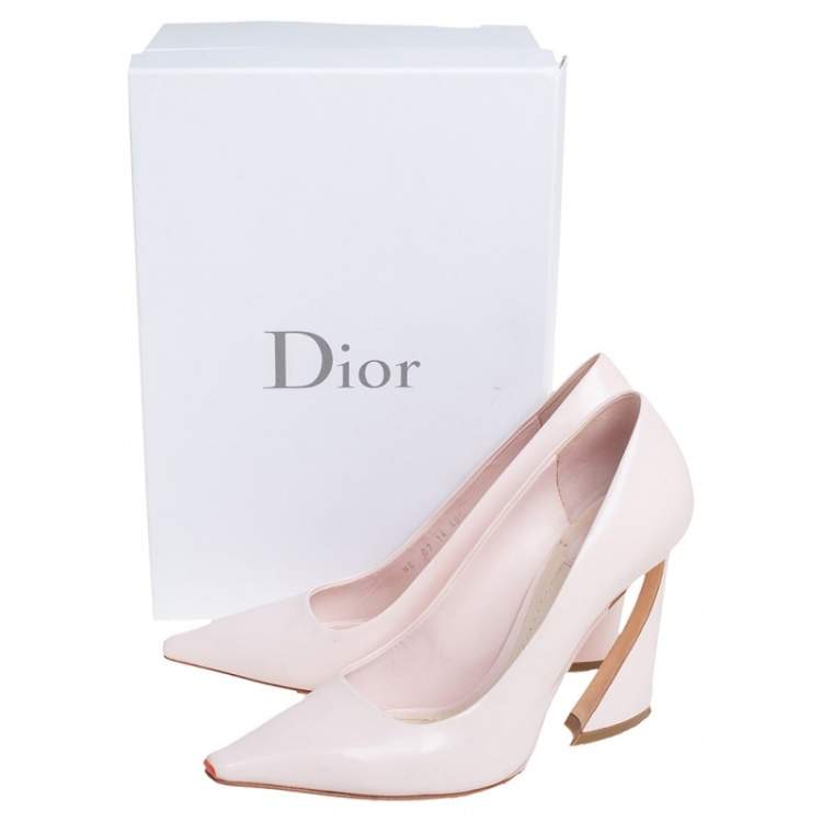Pre Owned Dior Nude Pink Leather Pointed Toe Curved Heel Pumps Size 40.5