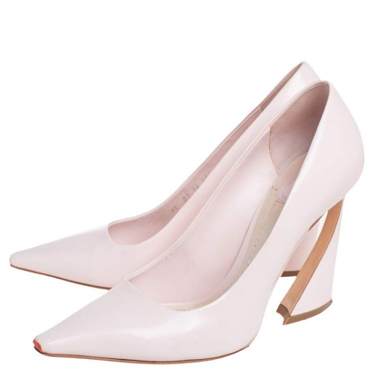 Pre Owned Dior Nude Pink Leather Pointed Toe Curved Heel Pumps Size 40.5