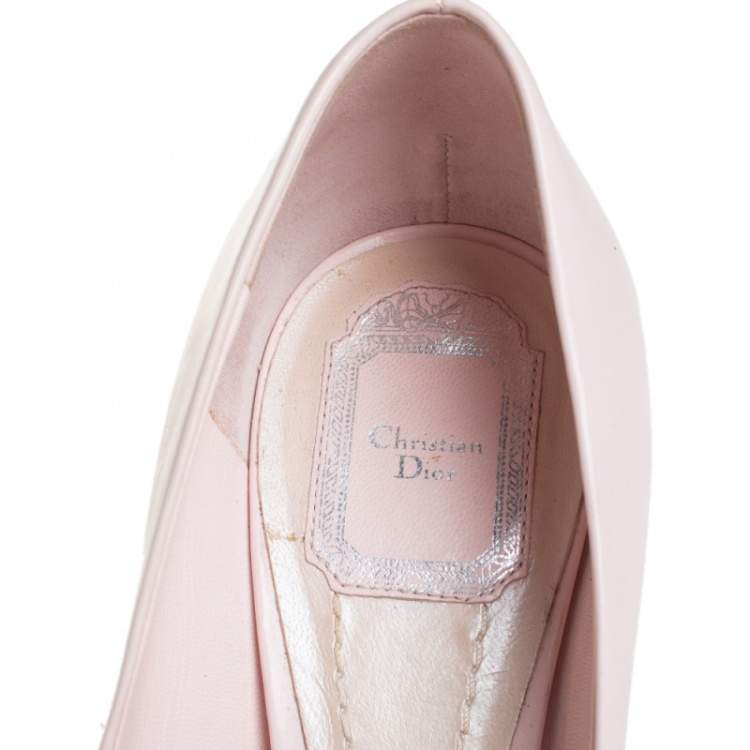 Pre Owned Dior Nude Pink Leather Pointed Toe Curved Heel Pumps Size 40.5
