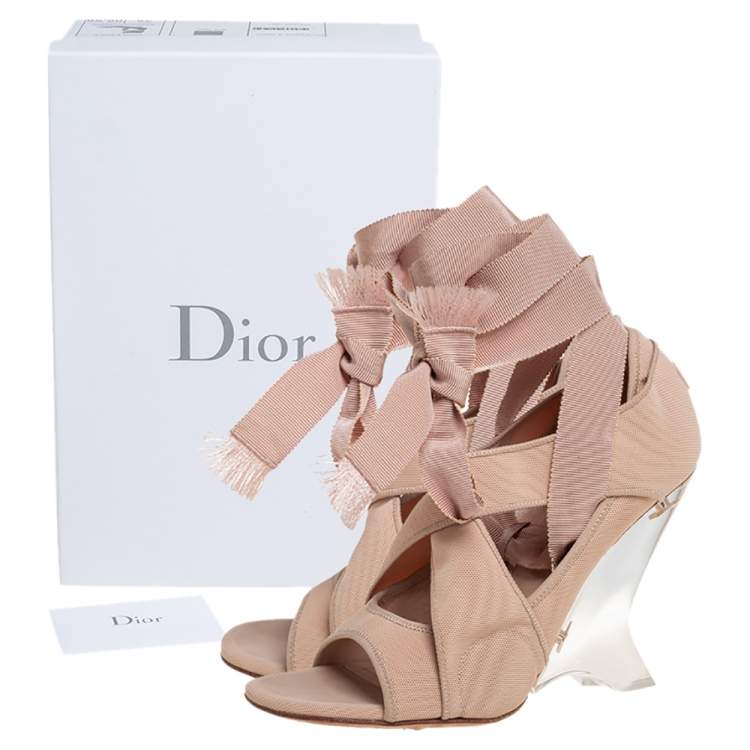 Pre Owned Dior Beige Neoprene Etoile Sandals Size 38