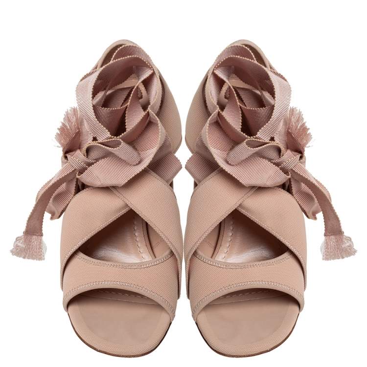 Pre Owned Dior Beige Neoprene Etoile Sandals Size 38