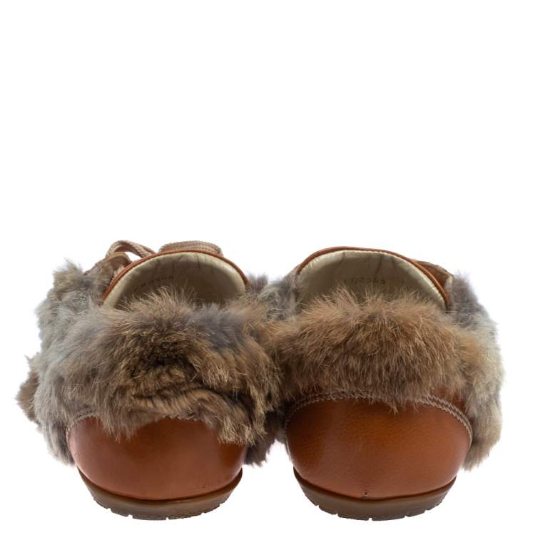 Pre Owned Dior Tan Fur And Leather Low Top Sneakers Size 38.5