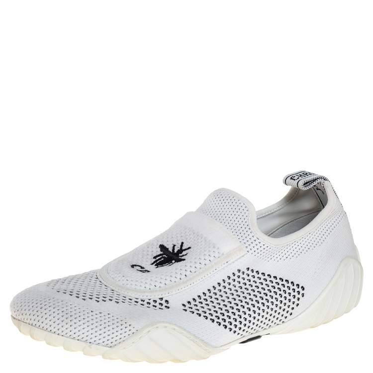 Dior White/Black Stretch Knit Fabric D-Fence Slip-On Sneakers Size 37.5  Dior | The Luxury Closet