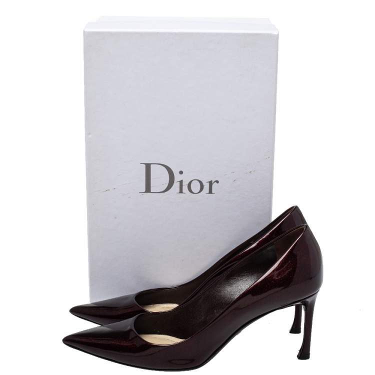 Pre Owned Dior Brown Patent Leather Pointed Toe Pumps Size 36.5