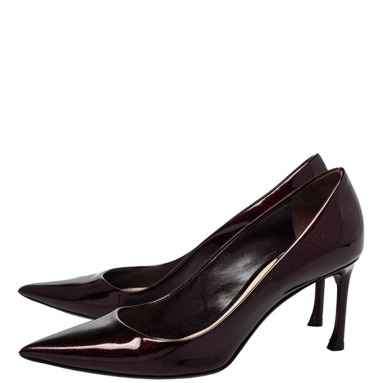 Pre Owned Dior Brown Patent Leather Pointed Toe Pumps Size 36.5