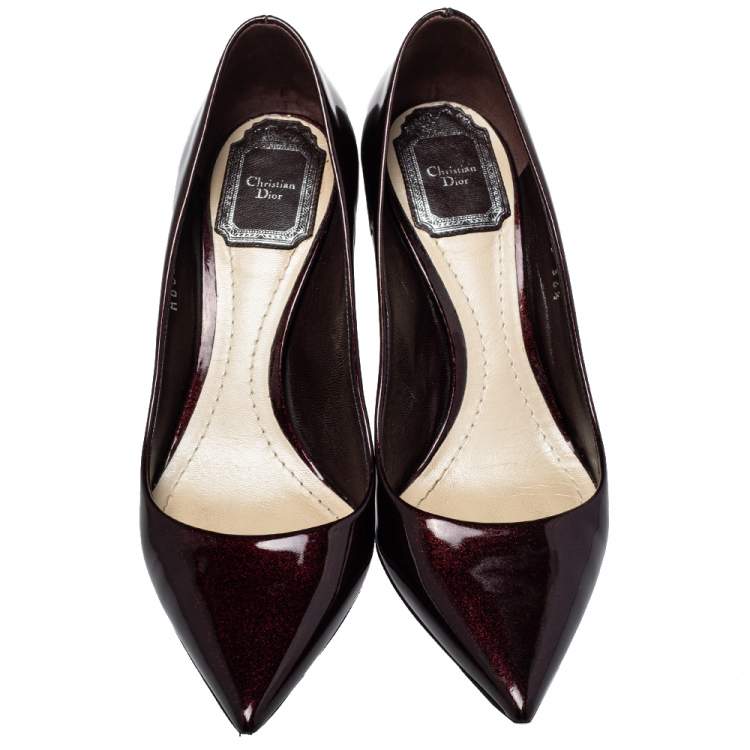 Pre Owned Dior Brown Patent Leather Pointed Toe Pumps Size 36.5