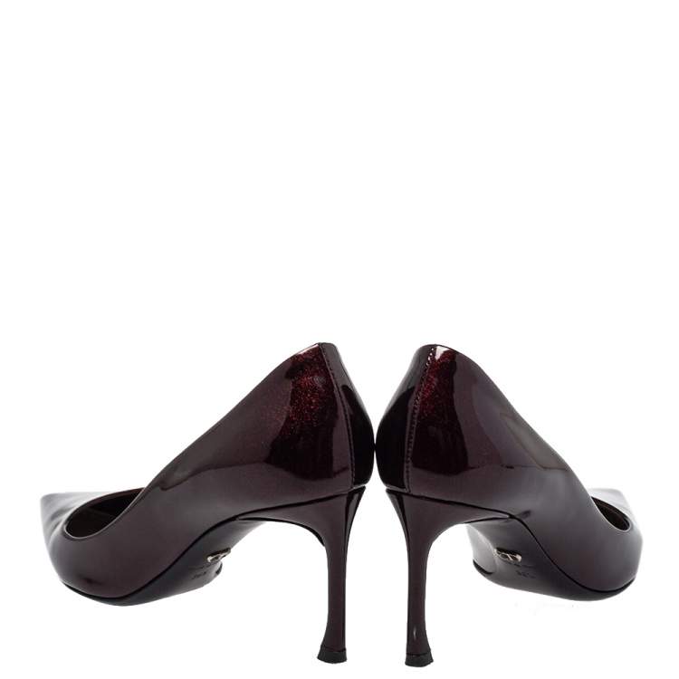 Pre Owned Dior Brown Patent Leather Pointed Toe Pumps Size 36.5