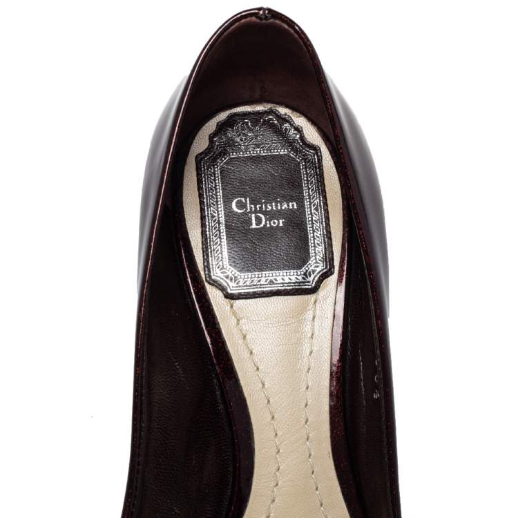 Pre Owned Dior Brown Patent Leather Pointed Toe Pumps Size 36.5