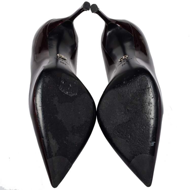 Pre Owned Dior Brown Patent Leather Pointed Toe Pumps Size 36.5