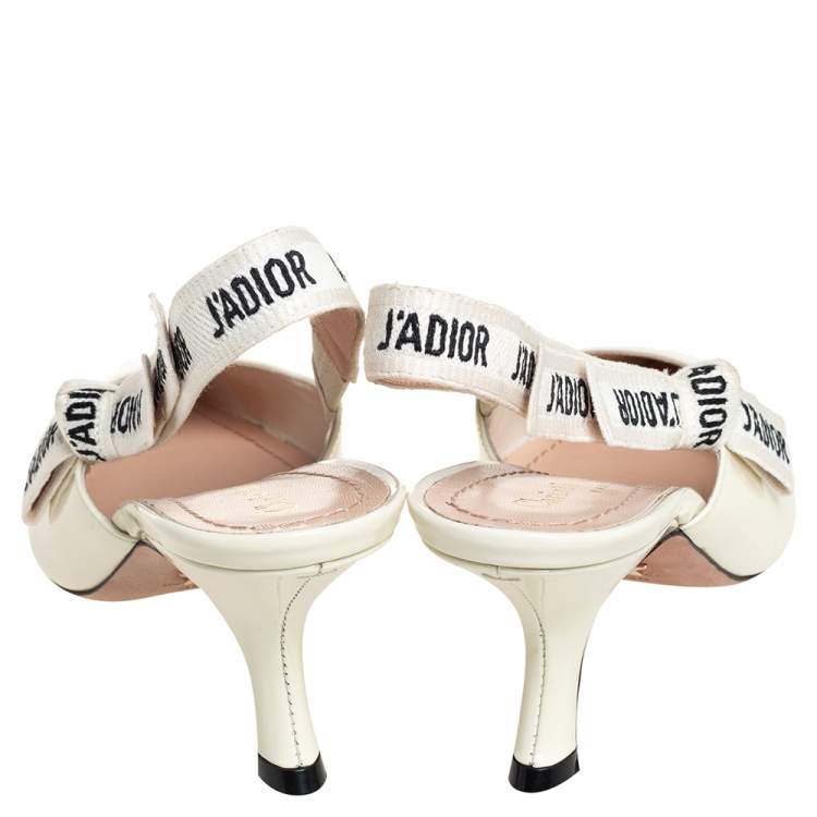 Pre Owned Dior Off-white Patent Leather J'adior Slingback Sandals Size 38