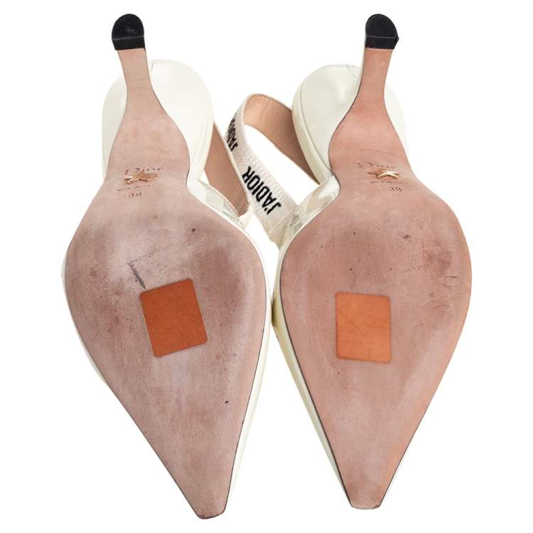 Pre Owned Dior Off-white Patent Leather J'adior Slingback Sandals Size 38