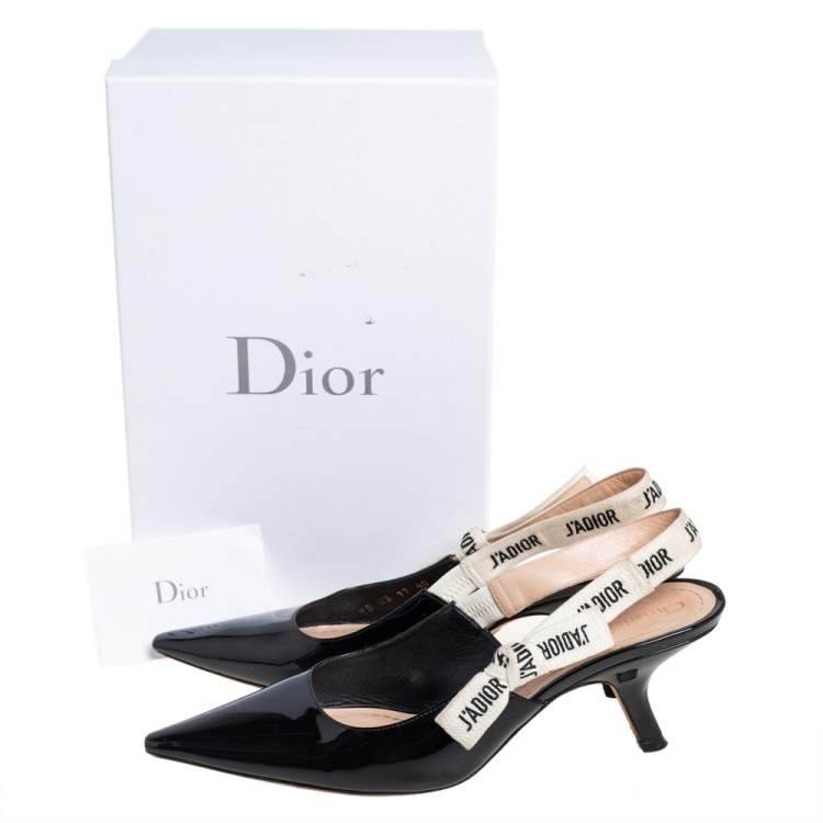 Pre Owned Dior Black Patent Leather J'adior Slingback Pumps Size 40