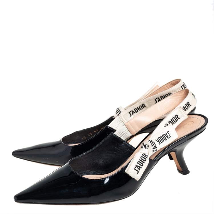 Pre Owned Dior Black Patent Leather J'adior Slingback Pumps Size 40