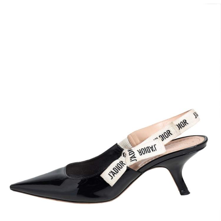 Pre Owned Dior Black Patent Leather J'adior Slingback Pumps Size 40