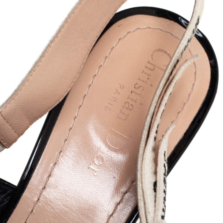 Pre Owned Dior Black Patent Leather J'adior Slingback Pumps Size 40