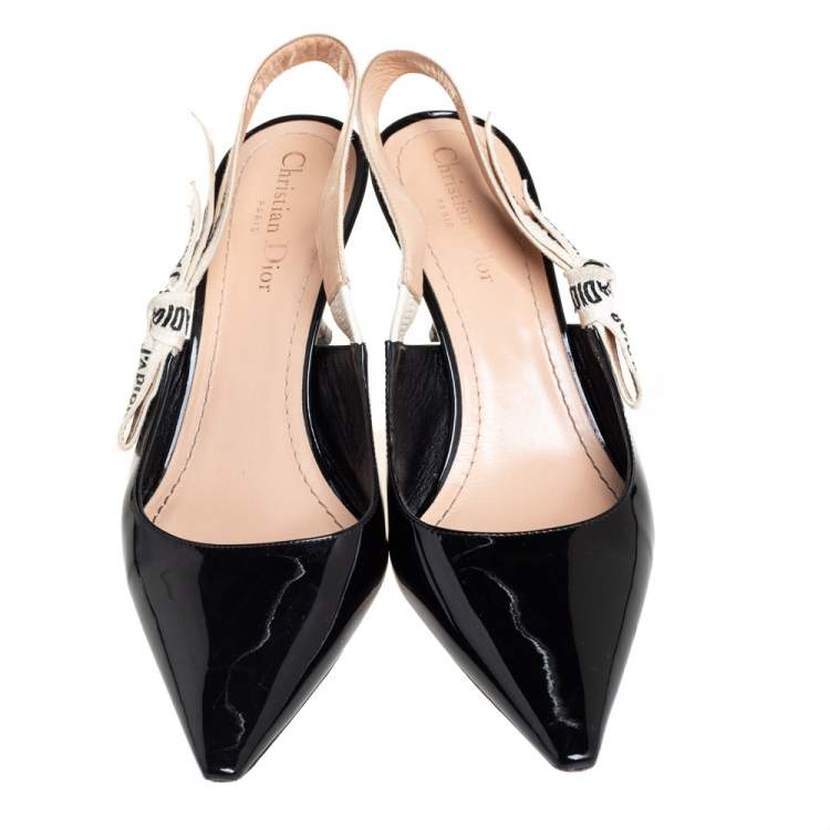 Pre Owned Dior Black Patent Leather J'adior Slingback Pumps Size 40