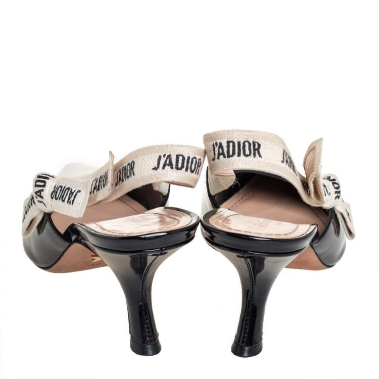 Pre Owned Dior Black Patent Leather J'adior Slingback Pumps Size 40