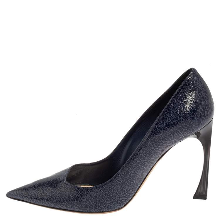 Pre Owned Dior Blue Leather Songe Pointed Toe Pumps Size 40