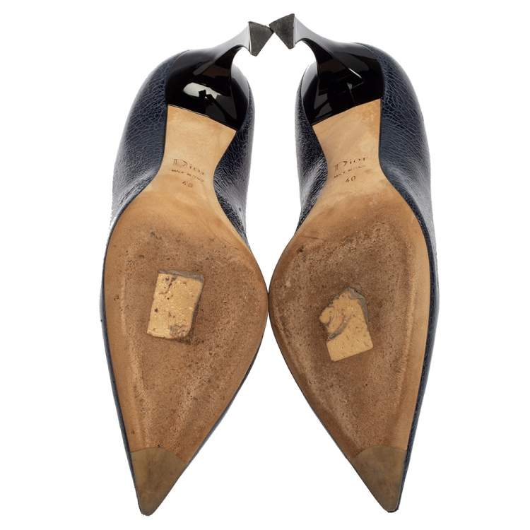 Pre Owned Dior Blue Leather Songe Pointed Toe Pumps Size 40