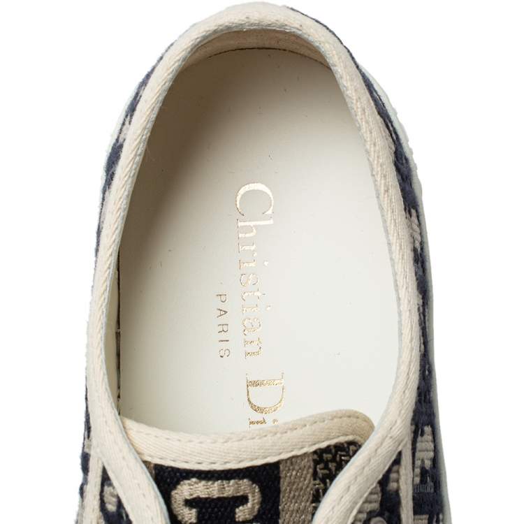 Pre Owned Dior Grey/Blue Canvas Walk'N'Dior Sneakers Size 37.5