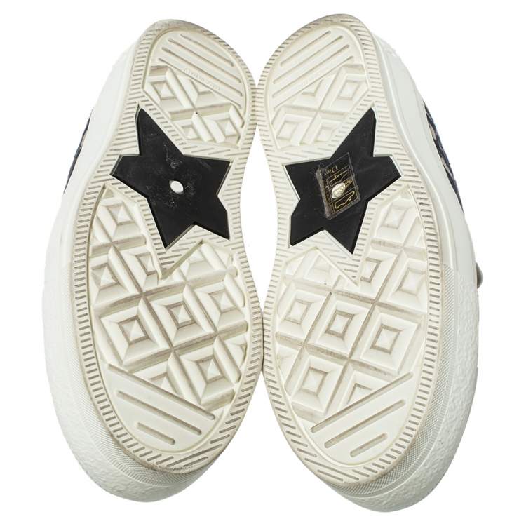 Pre Owned Dior Grey/Blue Canvas Walk'N'Dior Sneakers Size 37.5