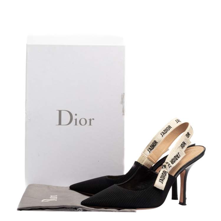 Pre Owned Dior Black/White Fabric J'adior Slingback Sandals Size 40
