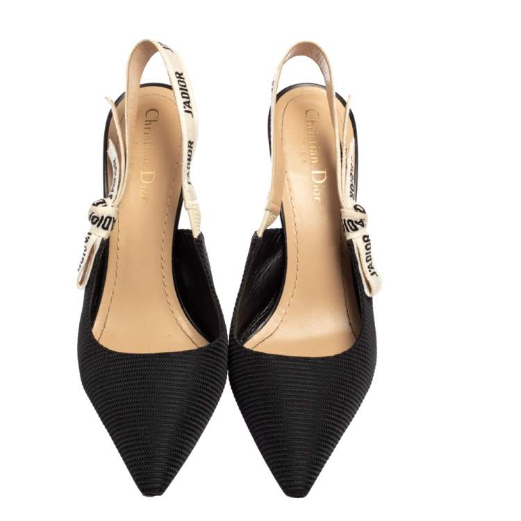 Pre Owned Dior Black/White Fabric J'adior Slingback Sandals Size 40