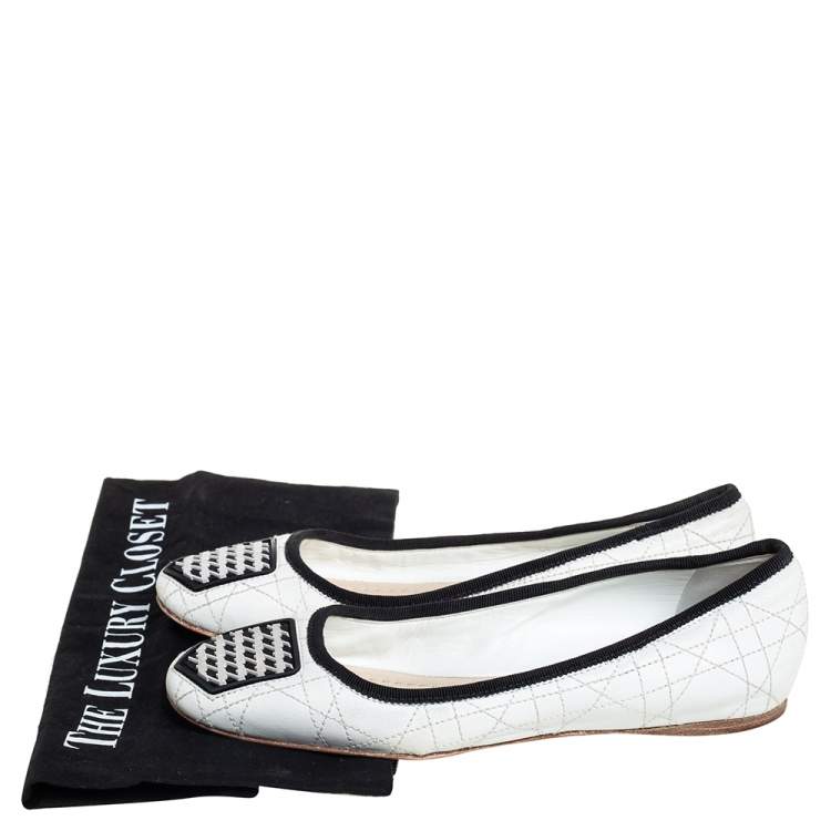 Pre Owned Dior White Leather Ballerina Flats Size 36.5