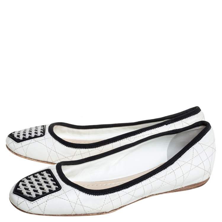 Pre Owned Dior White Leather Ballerina Flats Size 36.5