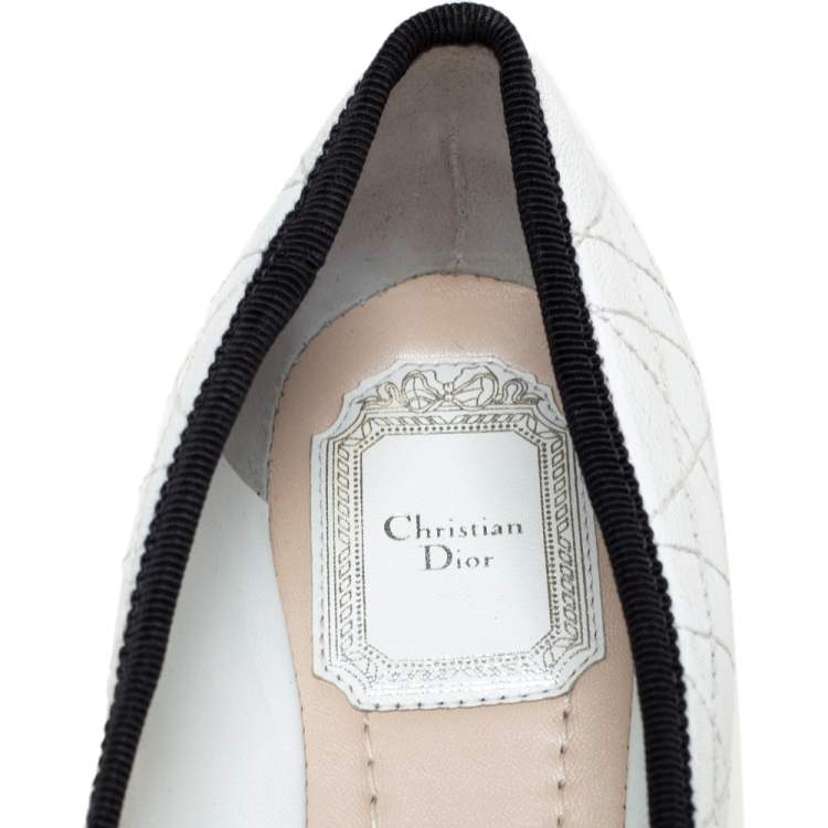 Pre Owned Dior White Leather Ballerina Flats Size 36.5