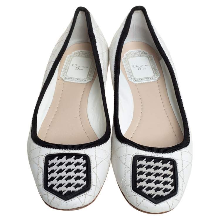 Pre Owned Dior White Leather Ballerina Flats Size 36.5
