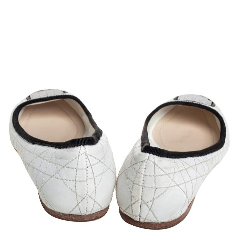 Pre Owned Dior White Leather Ballerina Flats Size 36.5