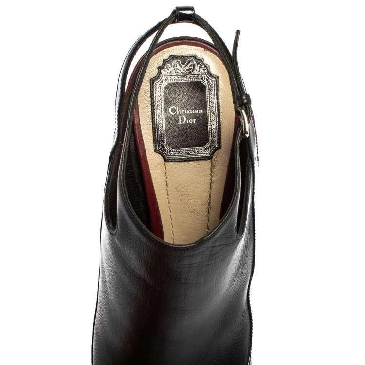Pre Owned Dior Tricolor Patent Leather And Leather Wedge Slingback Sandals Size 40