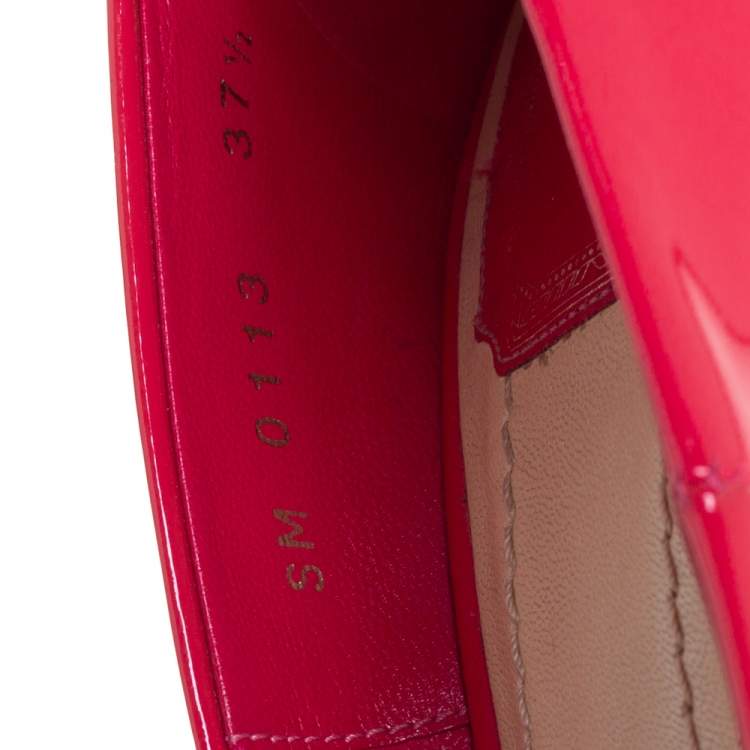 Pre Owned Dior Pink Patent Leather Platform Peep Toe Pumps Size 37